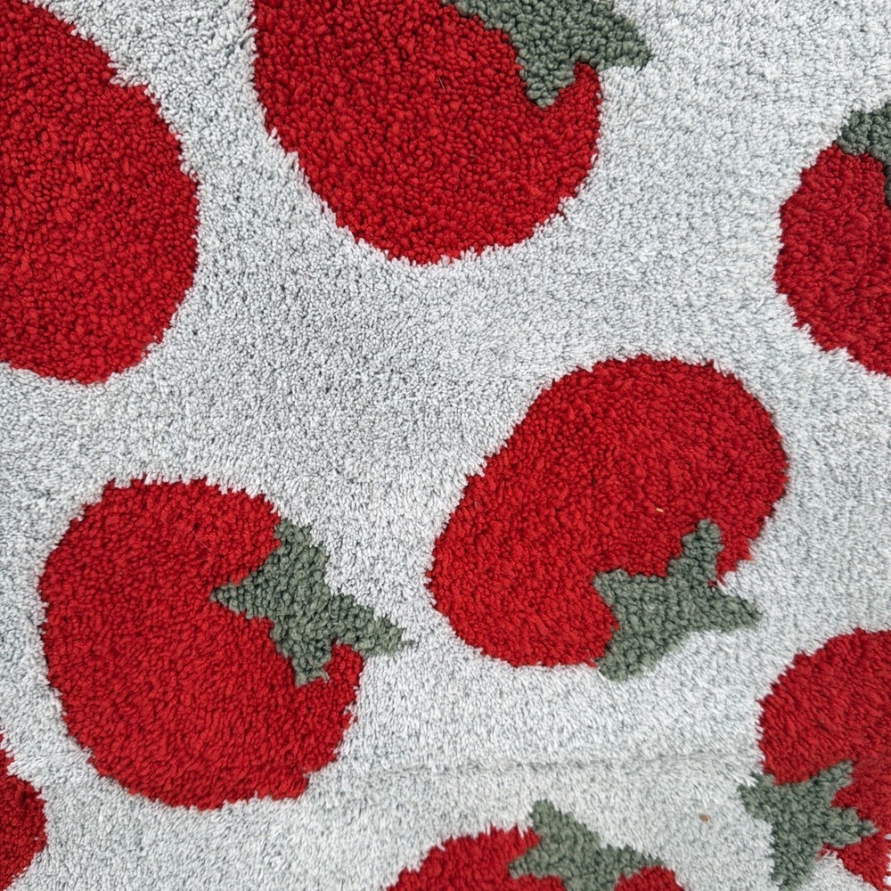 Rachel Ashwell Bathroom Mat 21x31 Blue Red Tomatoes Cottage Shabby Chic Rug - Picture 3 of 9